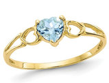 2/5 Carat (ctw) Light Aquamarine Heart Promise Ring in 10K Yellow Gold 